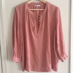 Madewell Long Sleeve Lace Up Peasant Top